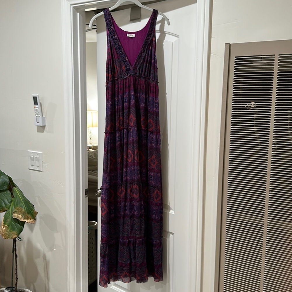 Anthro Weston maxi sleeveless dress purple pattern XL